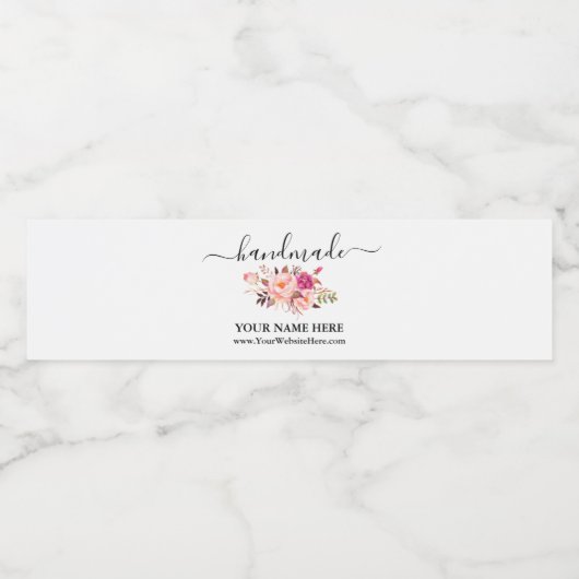 Handgemaakte Waterverf Roze Floral etiket op doos (Enkel label)