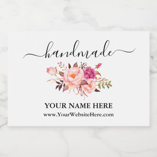 Handgemaakte Waterverf Roze Florence Etiket (Enkel label)