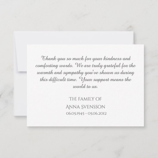 Handgemaakte Waterverf Uitvaart Bedankkaart (Achterkant)