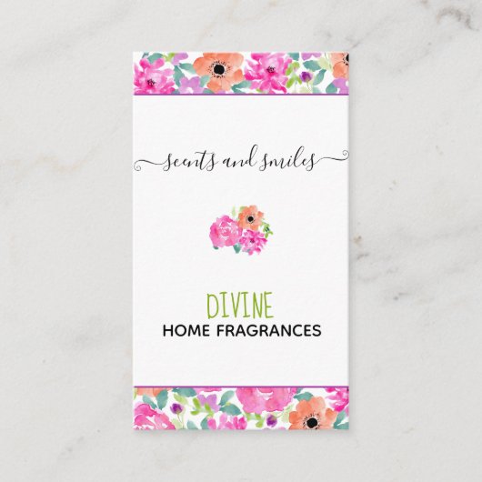 Handgemaakte Wax smelt Waterverf Bloemen Verticaal Visitekaartje (Voorkant)