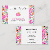 handgemaakte wax smelt Waterverf Floral Visitekaartje (Voorkant / Achterkant)