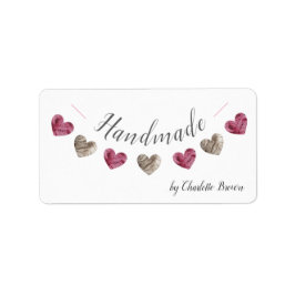 Handgemaakte wol gebreid hart label