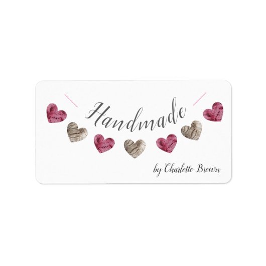 Handgemaakte wol gebreid hart label (Voorkant)
