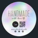 handgemaakte zakelijke QR-code Ronde Sticker<br><div class="desc">handgemaakt met liefde QR-code,  mooi ontwerp van zwart script. U kunt de tekst en andere eigenschappen met inbegrip van de vorm en de grootte aanpassen.</div>