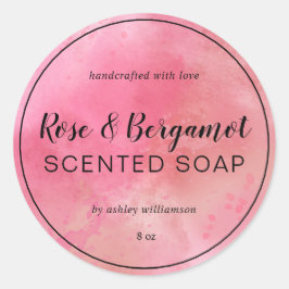 Handgemaakte zeep Aangepaste kalligrafie Roze Wate Ronde Sticker