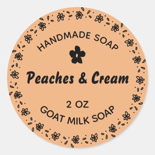 Handgemaakte zeep bloem krans aangepaste perzik ronde sticker (Voorkant)