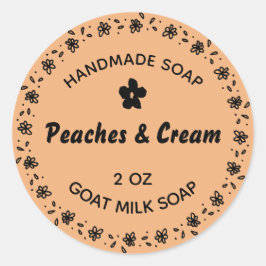 Handgemaakte zeep bloem krans aangepaste perzik ronde sticker