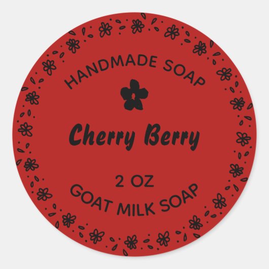Handgemaakte Zeep Bloem Krans Custom Cherry Berry Ronde Sticker (Voorkant)