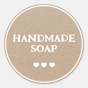 Handgemaakte Zeep Bruin Kraft Papier Retro Boho Ronde Sticker