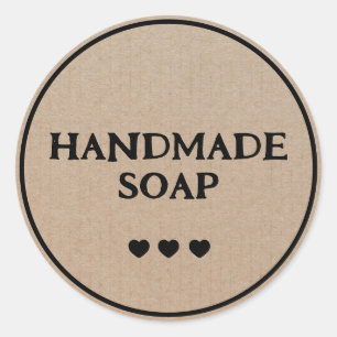 Handgemaakte Zeep Bruin Kraft Papier Retro Boho Ronde Sticker
