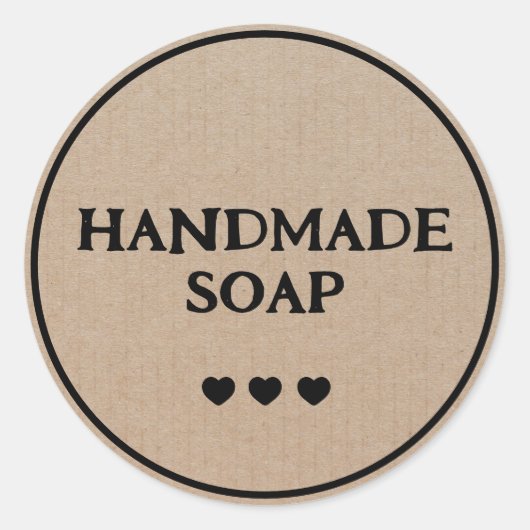Handgemaakte Zeep Bruin Kraft Papier Retro Boho Ronde Sticker (Voorkant)