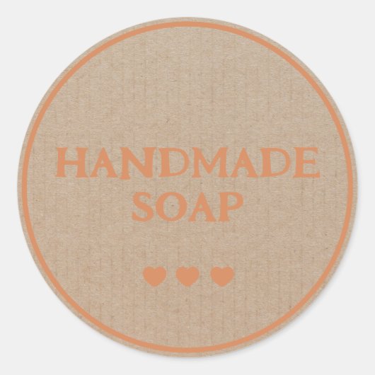 Handgemaakte Zeep Bruin Kraft Papier Retro Boho Ronde Sticker (Voorkant)
