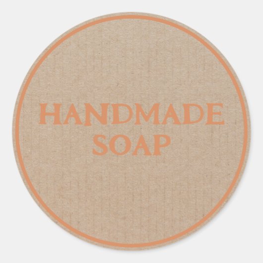 Handgemaakte Zeep Bruin Kraft Papier Retro Boho Ronde Sticker (Voorkant)