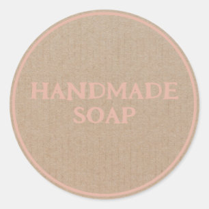 Handgemaakte Zeep Bruin Kraft Papier Retro Ronde Sticker