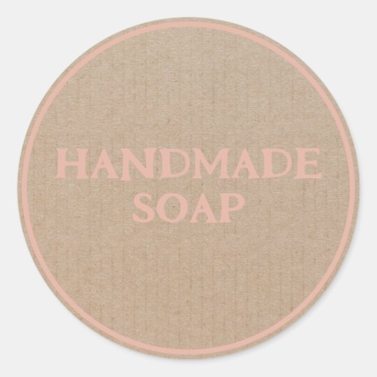 Handgemaakte Zeep Bruin Kraft Papier Retro Ronde Sticker (Voorkant)