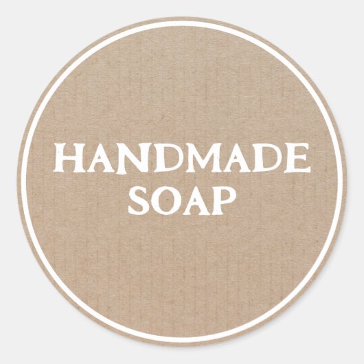 Handgemaakte Zeep Bruin Kraft Papier Retro Ronde Sticker (Voorkant)
