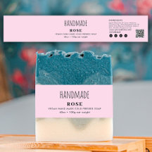 Handgemaakte zeep buikband roze productlabel wrap