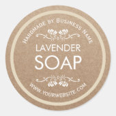 Handgemaakte zeep die  Floral Rustic Kraft maakt Ronde Sticker (Voorkant)