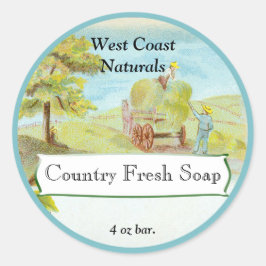 Handgemaakte zeep-etiket - landelijke scène ronde sticker