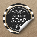 Handgemaakte zeep Gold Border Moderne Stripes Ronde Sticker<br><div class="desc">Handgemaakte zeep Gold Border Modern Stripes Stickers.</div>