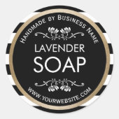 Handgemaakte zeep Gold Border Moderne Stripes Ronde Sticker (Voorkant)