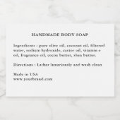 Handgemaakte zeep Ingrediënten Label Voedselcontainer Etiket (Enkel label)