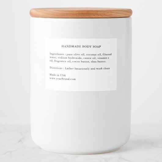 Handgemaakte zeep Ingrediënten Label Voedselcontainer Etiket (Voorkant)