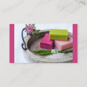 Handgemaakte zeep Jouw naam Paars toevoegen Visitekaartje (Achterkant)