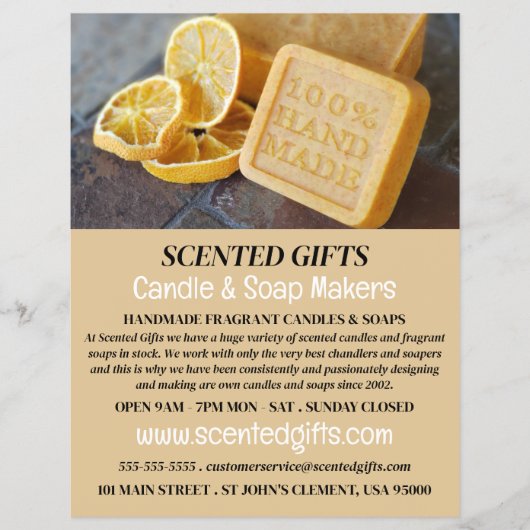 Handgemaakte zeep, kaars en zeep Maker Adverteren Flyer (Voorkant)