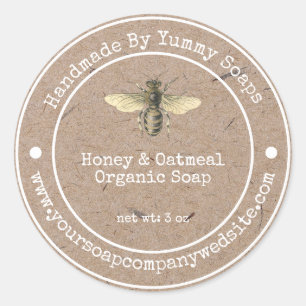 Handgemaakte zeep-label  Faux Kraft Paper Honey Be Ronde Sticker