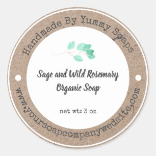 Handgemaakte zeep-label   Faux Kraft Paper Ronde Sticker