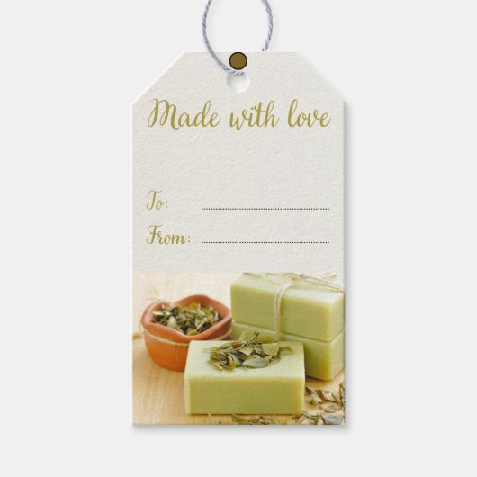 Handgemaakte zeep label. Gemaakt met liefde Cadeaulabel (Voorkant)