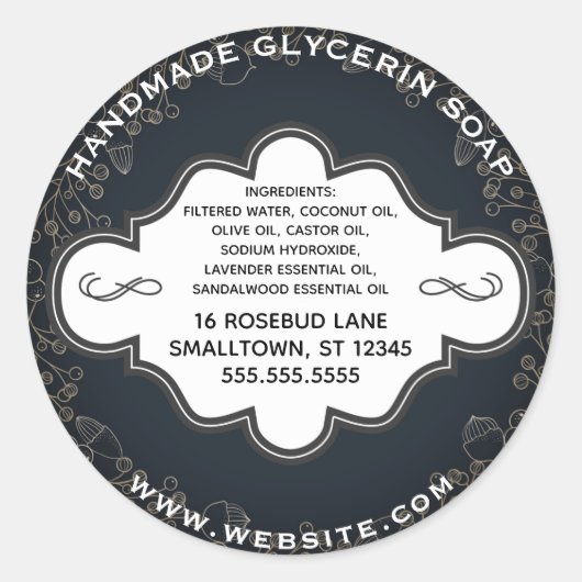 Handgemaakte zeep Label Rustic Black Gold Botanica (Voorkant)