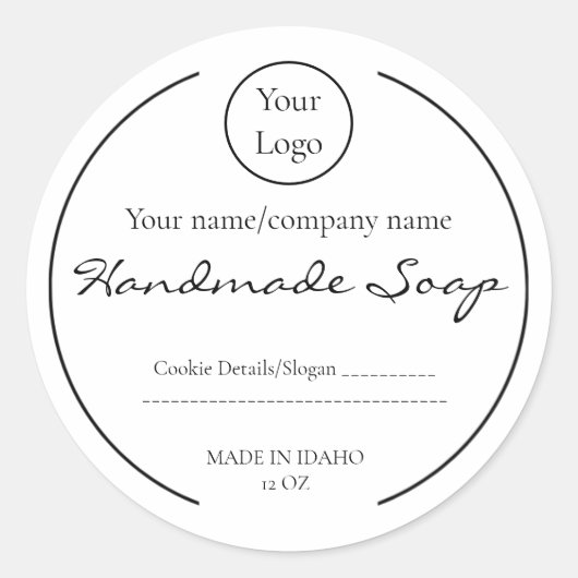 Handgemaakte Zeep Labels Eenvoudige Bedrijfsnaam L (Voorkant)