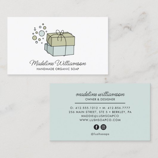 Handgemaakte zeep-Logo | Visitekaartje zeep (Voorkant / Achterkant)