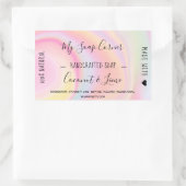 Handgemaakte zeep pastel eenhoorn regenboog marmer rechthoekige sticker (Tas)