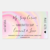 Handgemaakte zeep pastel eenhoorn regenboog marmer rechthoekige sticker (Voorkant)