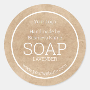 Handgemaakte zeep Rustic Kraft Paper Ronde Sticker