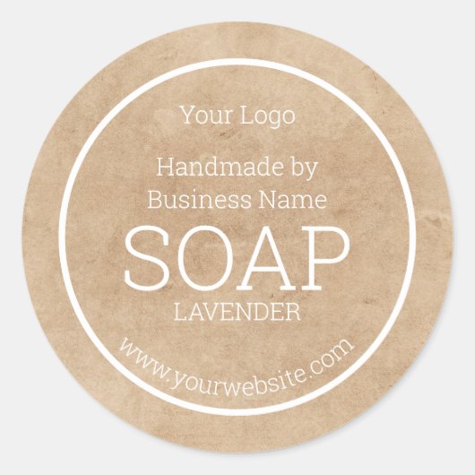 Handgemaakte zeep Rustic Kraft Paper Ronde Sticker (Voorkant)