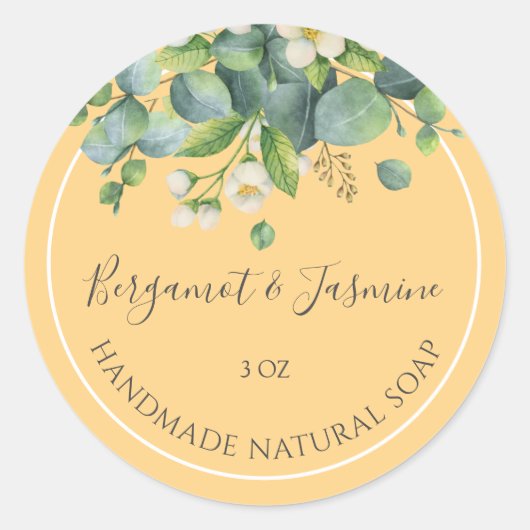 Handgemaakte Zeep Sticker Floral Bergamot en Jasmi (Voorkant)
