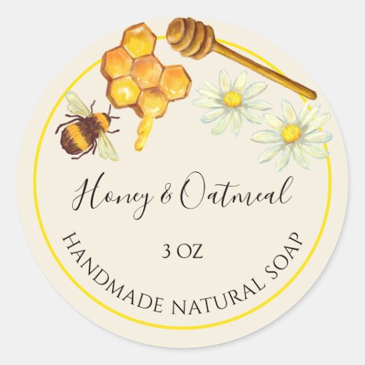 Handgemaakte Zeep Sticker Honing en havermout (Voorkant)