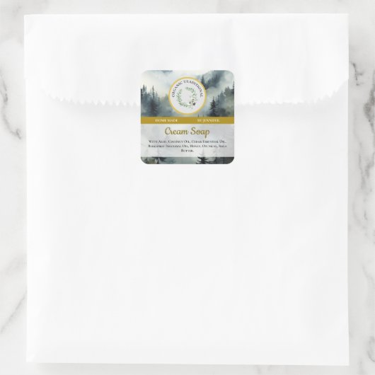 Handgemaakte zeep sticker label bosontwerp (Tas)