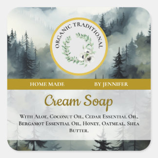 Handgemaakte zeep sticker label bosontwerp