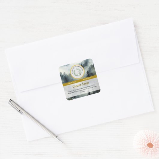 Handgemaakte zeep sticker label bosontwerp (Envelop)