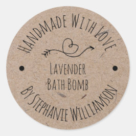 Handgemaakte zeepbadbom | Kraftpapier Ronde Sticker