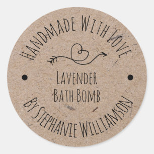 Handgemaakte zeepbadbom Kraftpapier Ronde Sticker