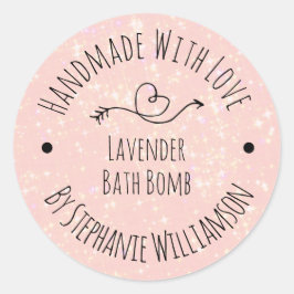 Handgemaakte zeepbadbom | Roze glitters Ronde Sticker