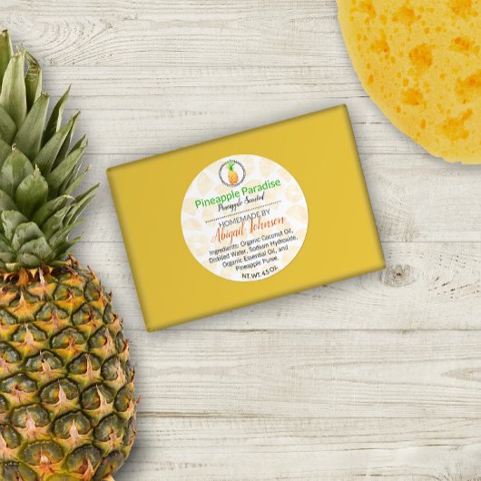 Handgemaakte zelfgemaakte bad & body ananas Sticke Ronde Sticker