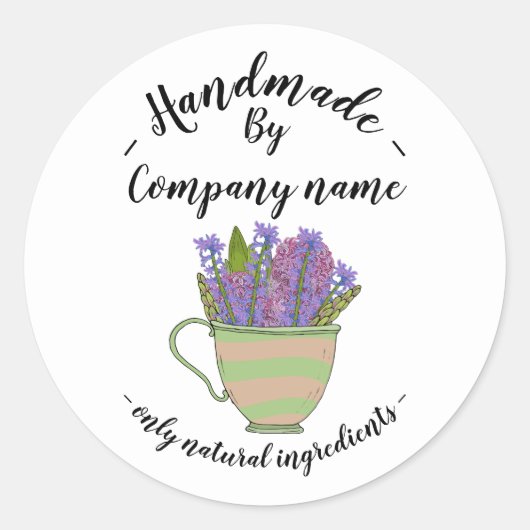 Handgemaakte Zelfgemaakte Bloemen Teacup Ronde Ronde Sticker (Voorkant)