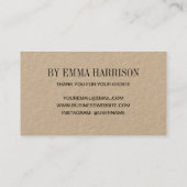 Handgemaakte/zelfgemaakte, moderne, moderne vintag visitekaartje (Achterkant)